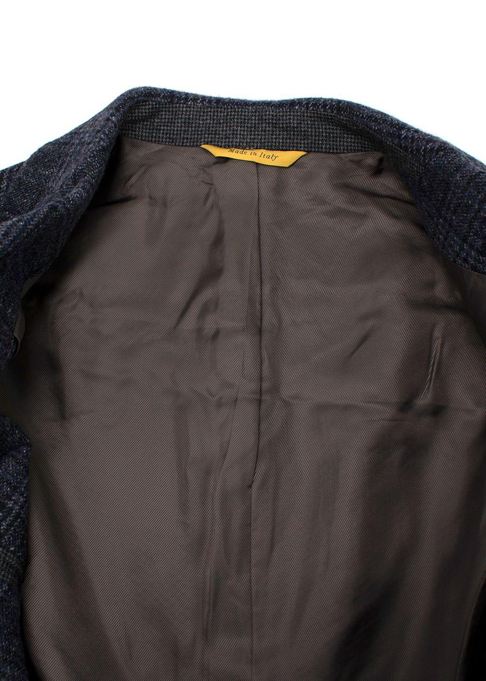 Canali Navy Check Kei Longline Coat
