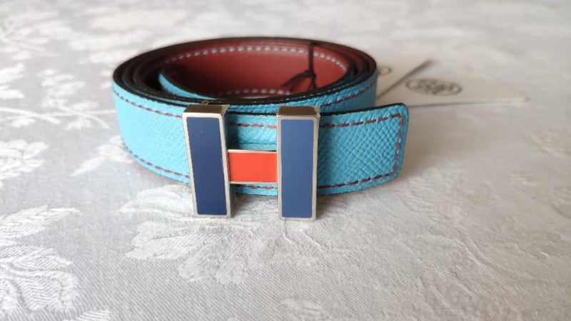 Hermes 24mm Reversible Belt with Tri-Colour H Buckle - Size 70