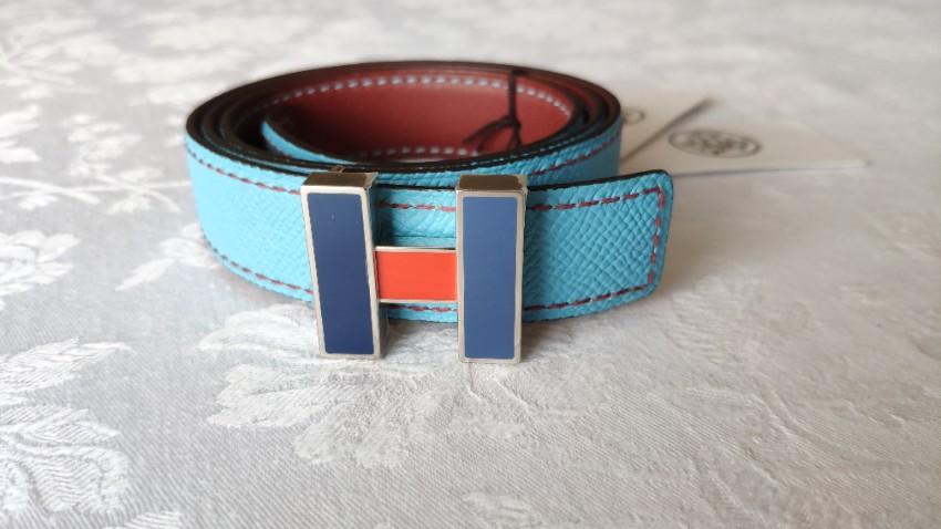 Hermes 24mm Reversible Belt with Tri-Colour H Buckle - Size 70
