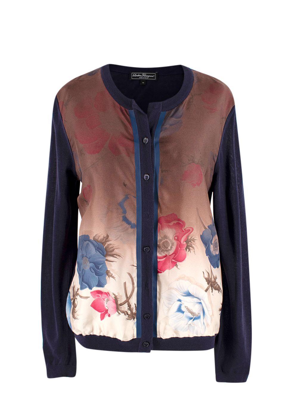 Salvatore Contrast Sleeves Floral Cardigan