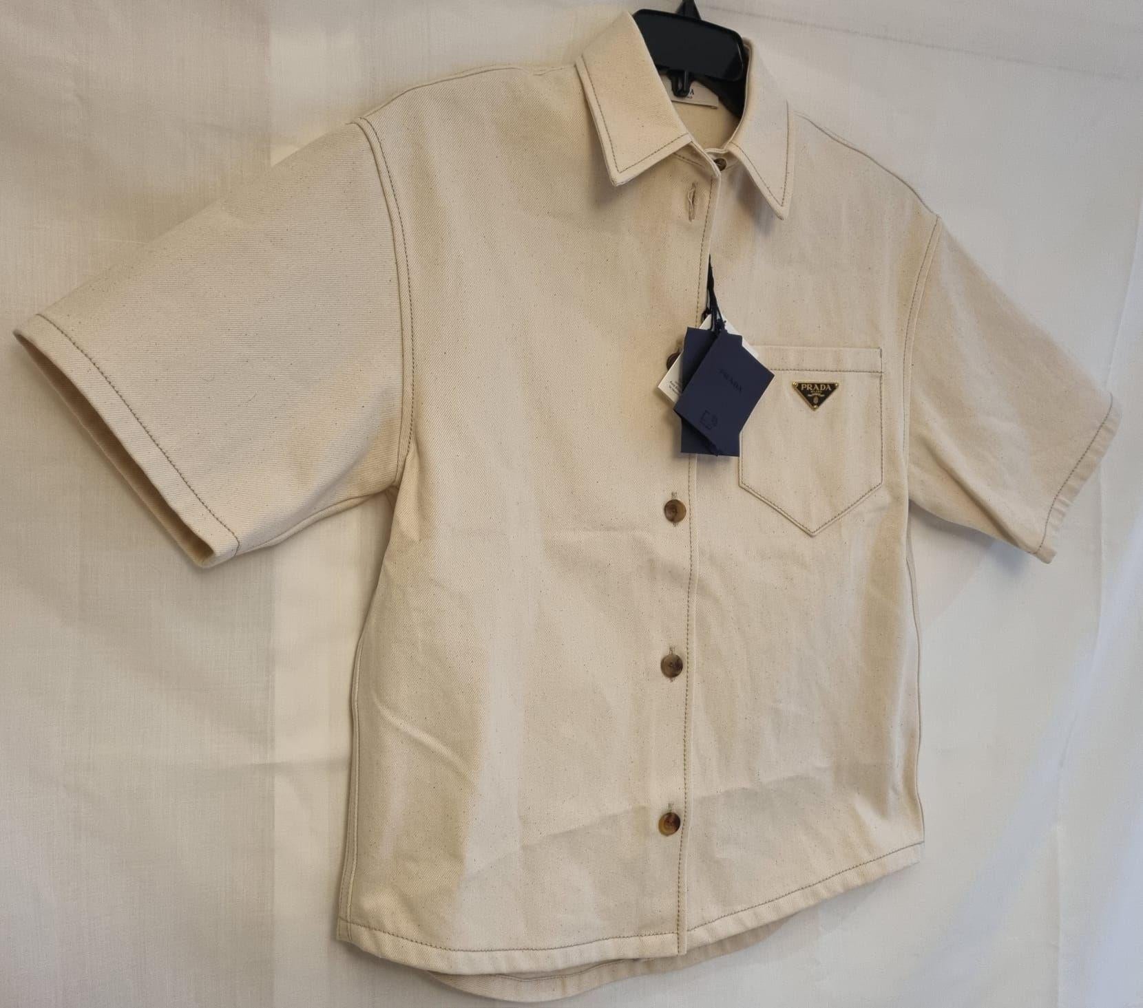 Cream Canvas Short Sleeve Shirt