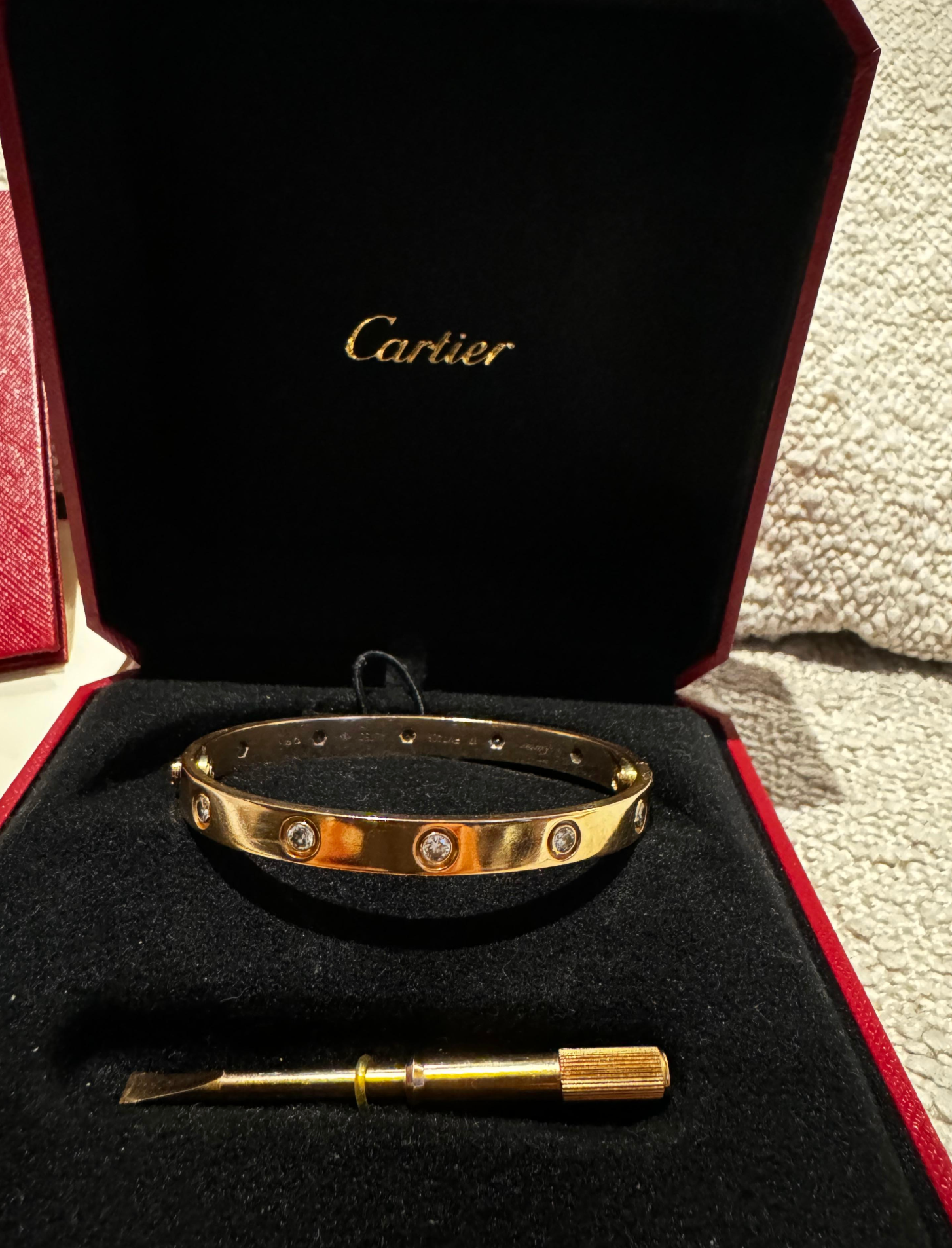 Cartier Rose Gold Bracelet 10 Diamonds size 17