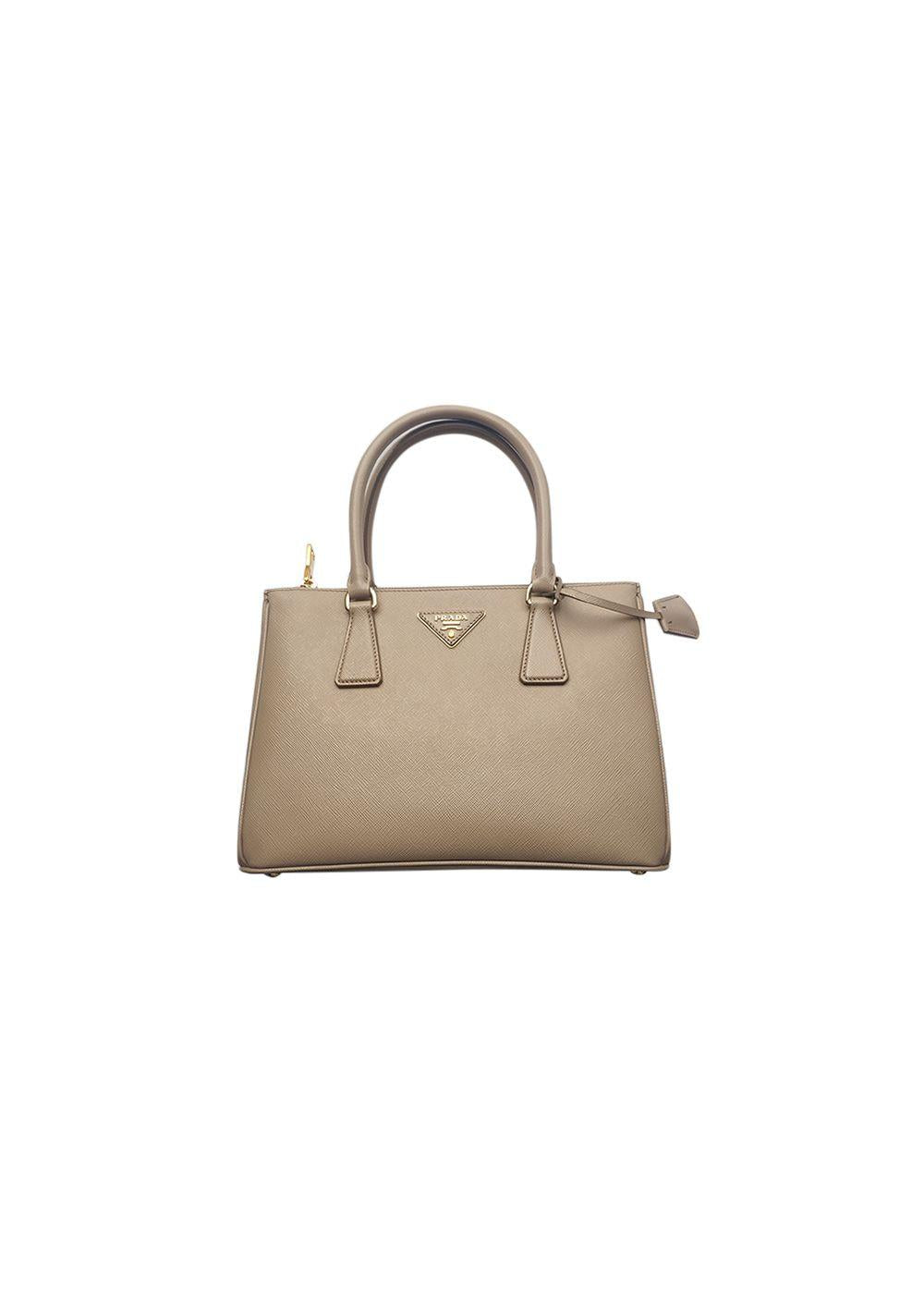 Beige Saffiano leather small Galleria bag