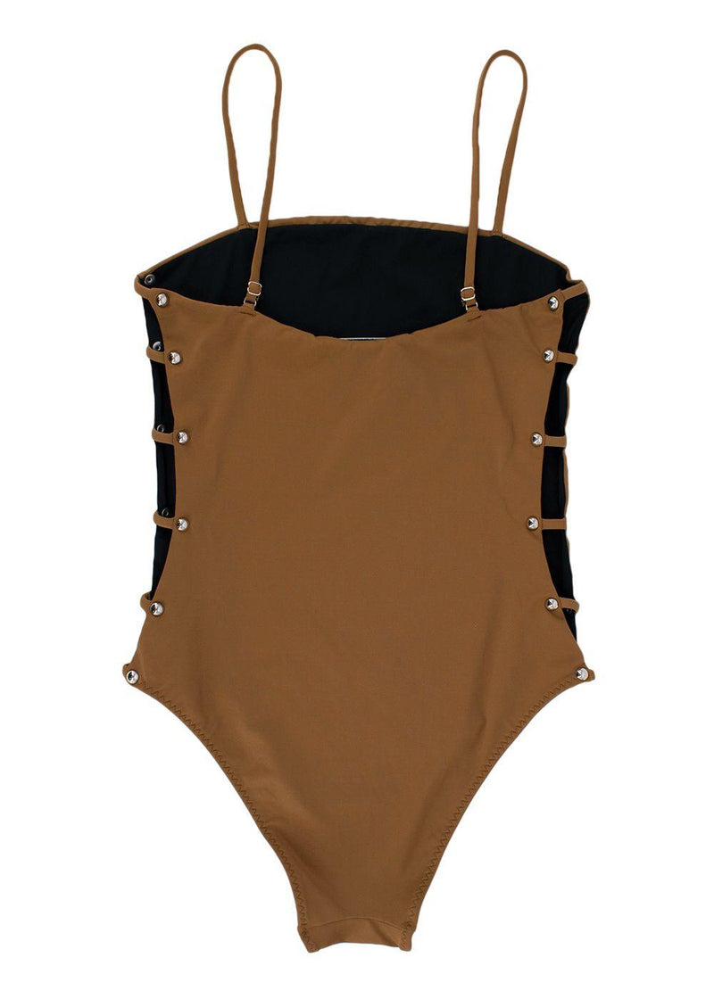 Brown Cutout Swimsuit