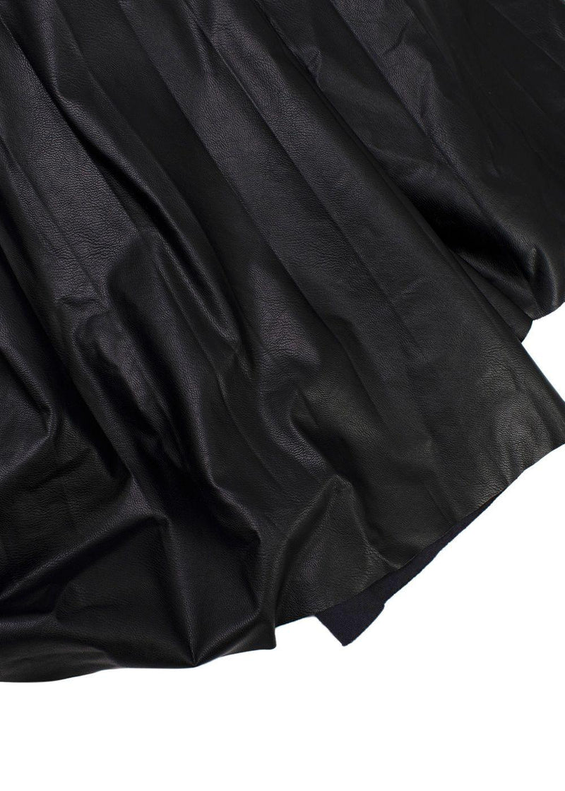 MM6 Maison Martin Margiela Black Faux Leather Pleated Midi Skirt