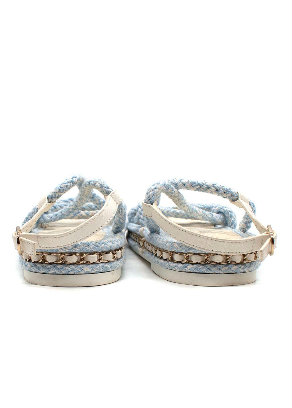 Chanel Cord Blue Rope Chain Flat Sandals