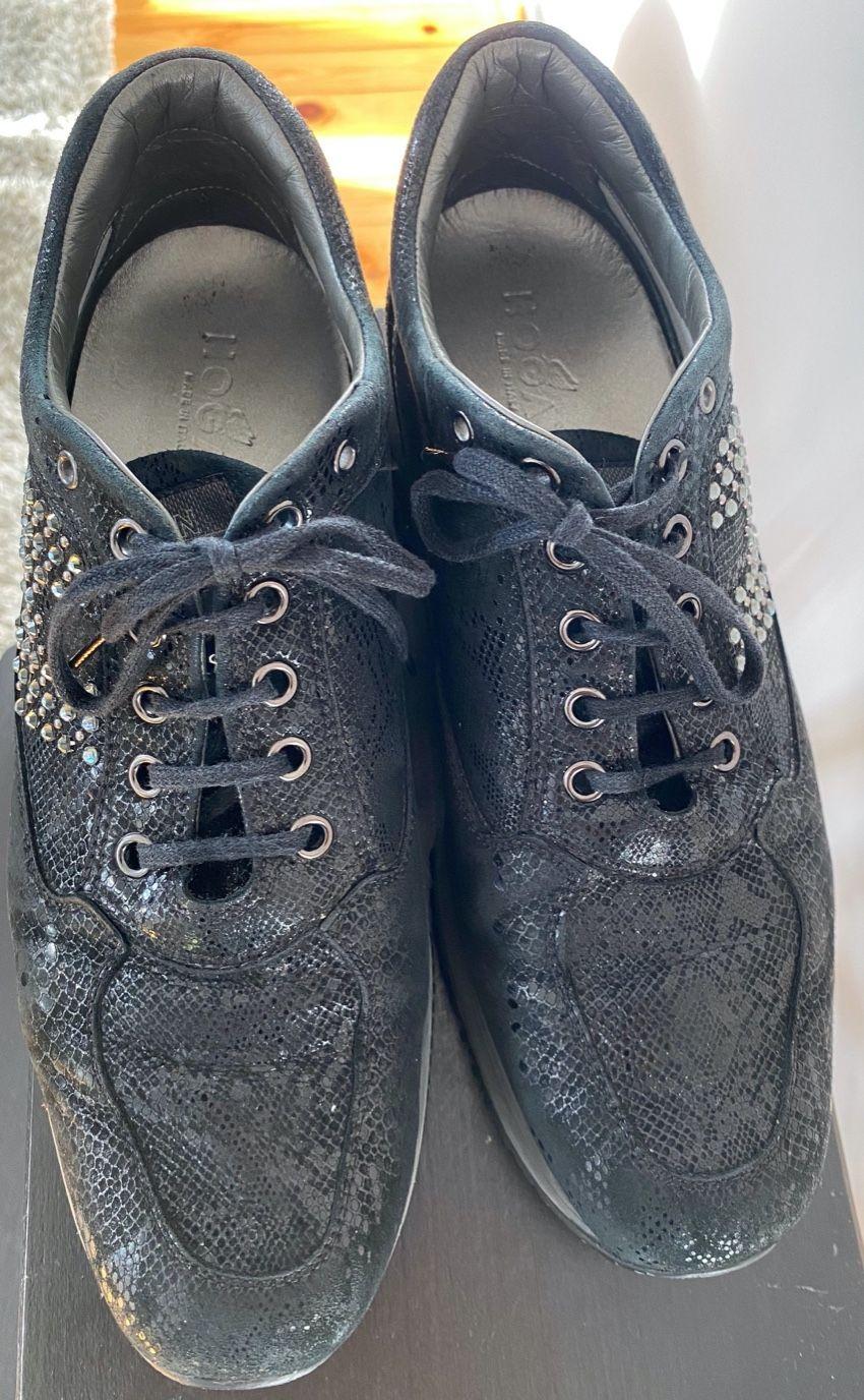 Hogan Black Lace Interactive Crystal H Sneakers