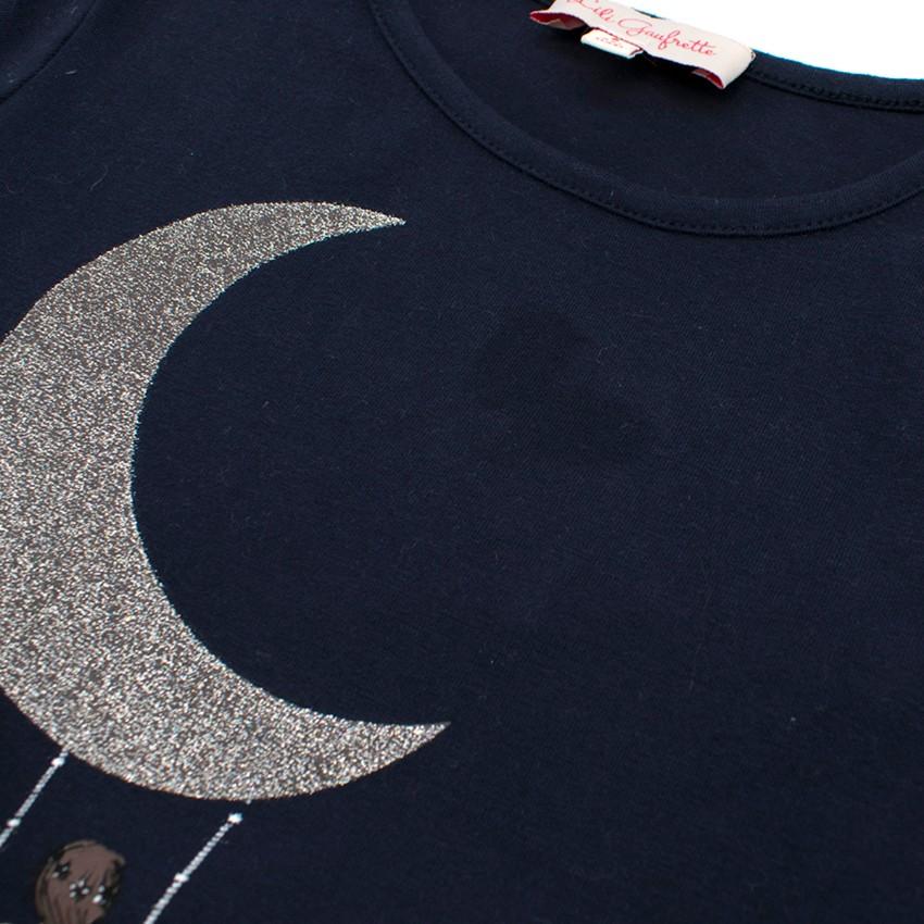 Lili Gaufrette Girls 8Y Navy Moon Print Top
