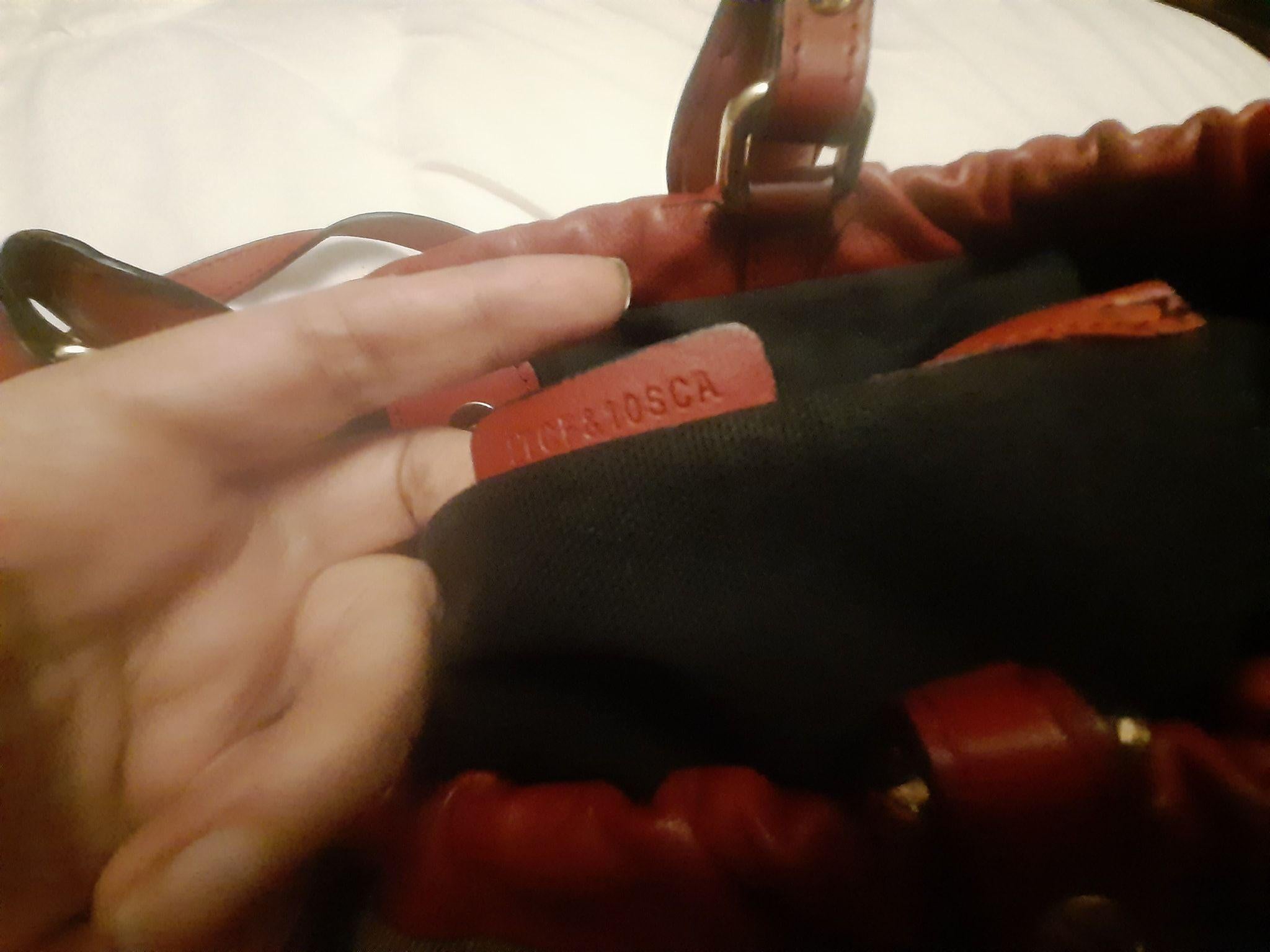 Red Leather/House Check Big Crush Bag