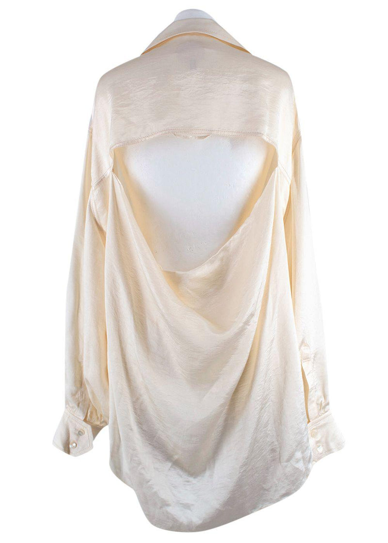 Marianna Senchina Cream Satin Open Draped-back Blouse