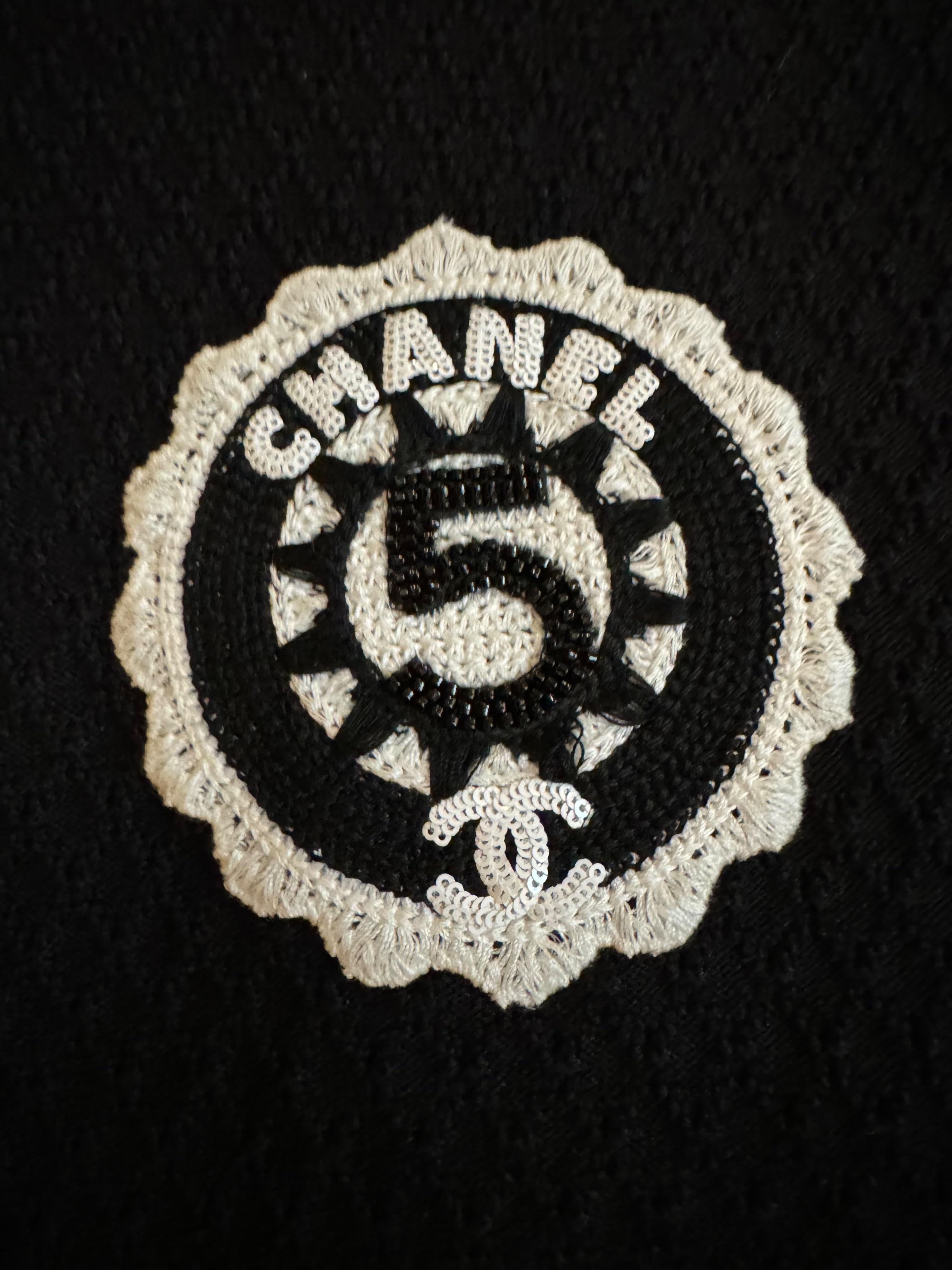 Chanel Black No.5 Embroidered Mini Dress