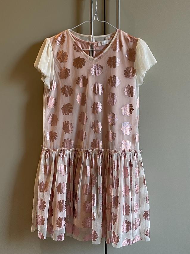 Stella McCartney Kids 12Y Pink Ruffled Shell Print Dress