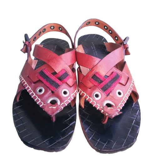 Bottega Veneta red leather sandals