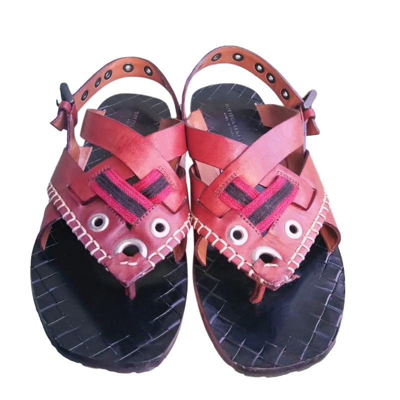 Bottega Veneta red leather sandals