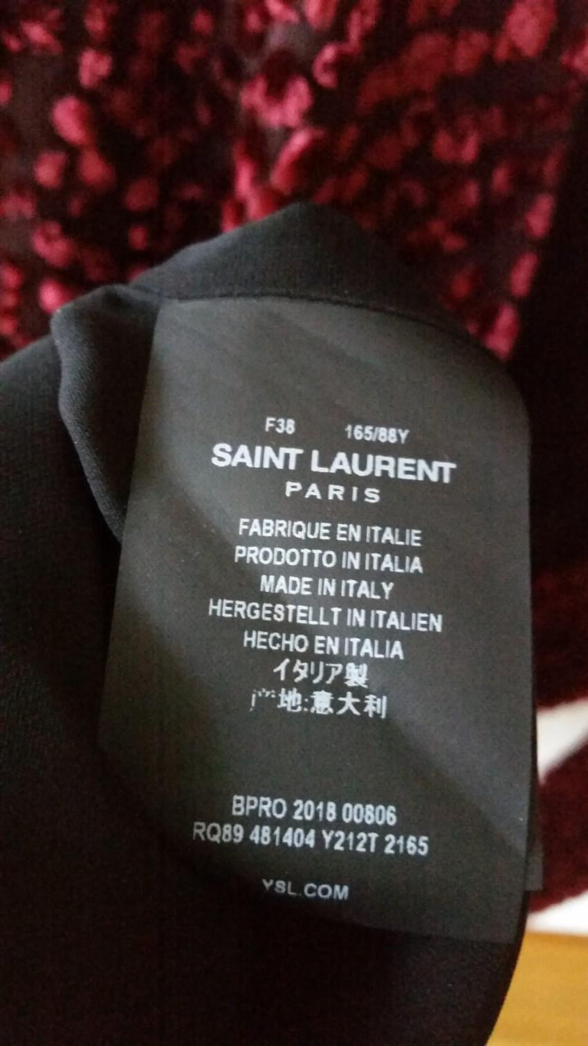 Saint Laurent Red Fil Coupe Plunge Front Silk-Chiffon Dress
