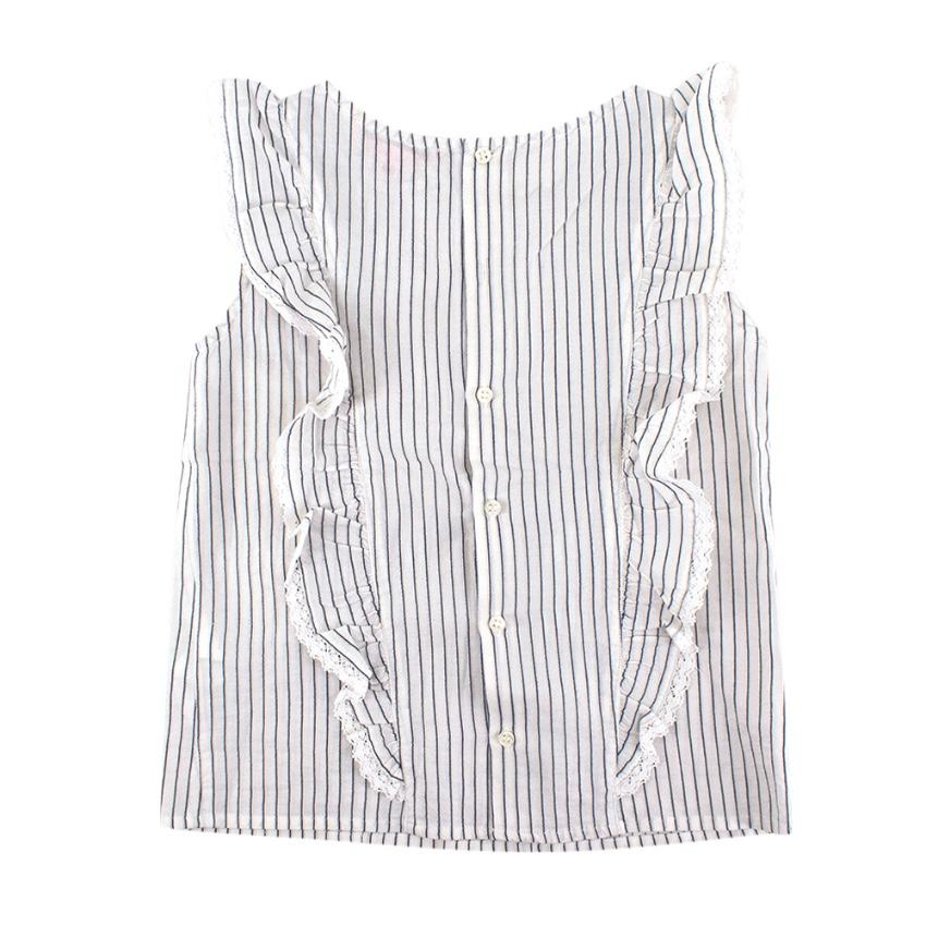 Bonpoint Blue Striped Ruffled Top