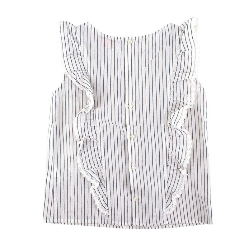Bonpoint Blue Striped Ruffled Top