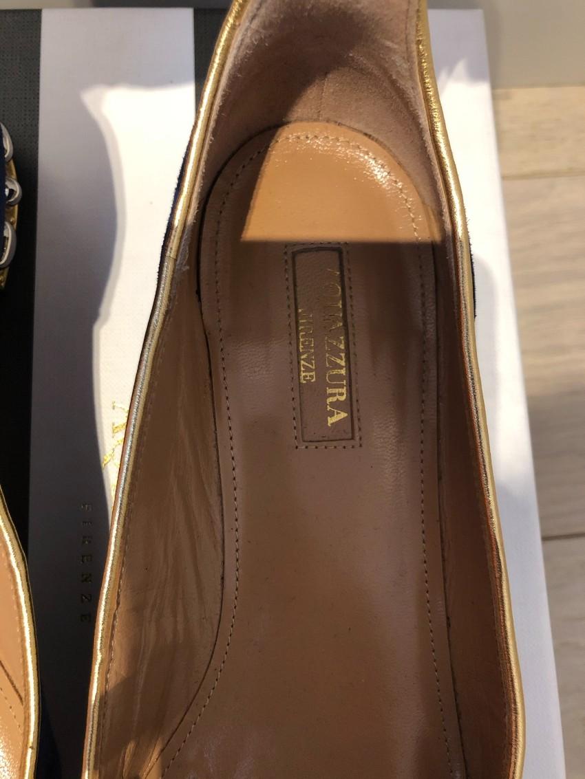 Aquazzura Lucky Star embellished suede ballet flats
