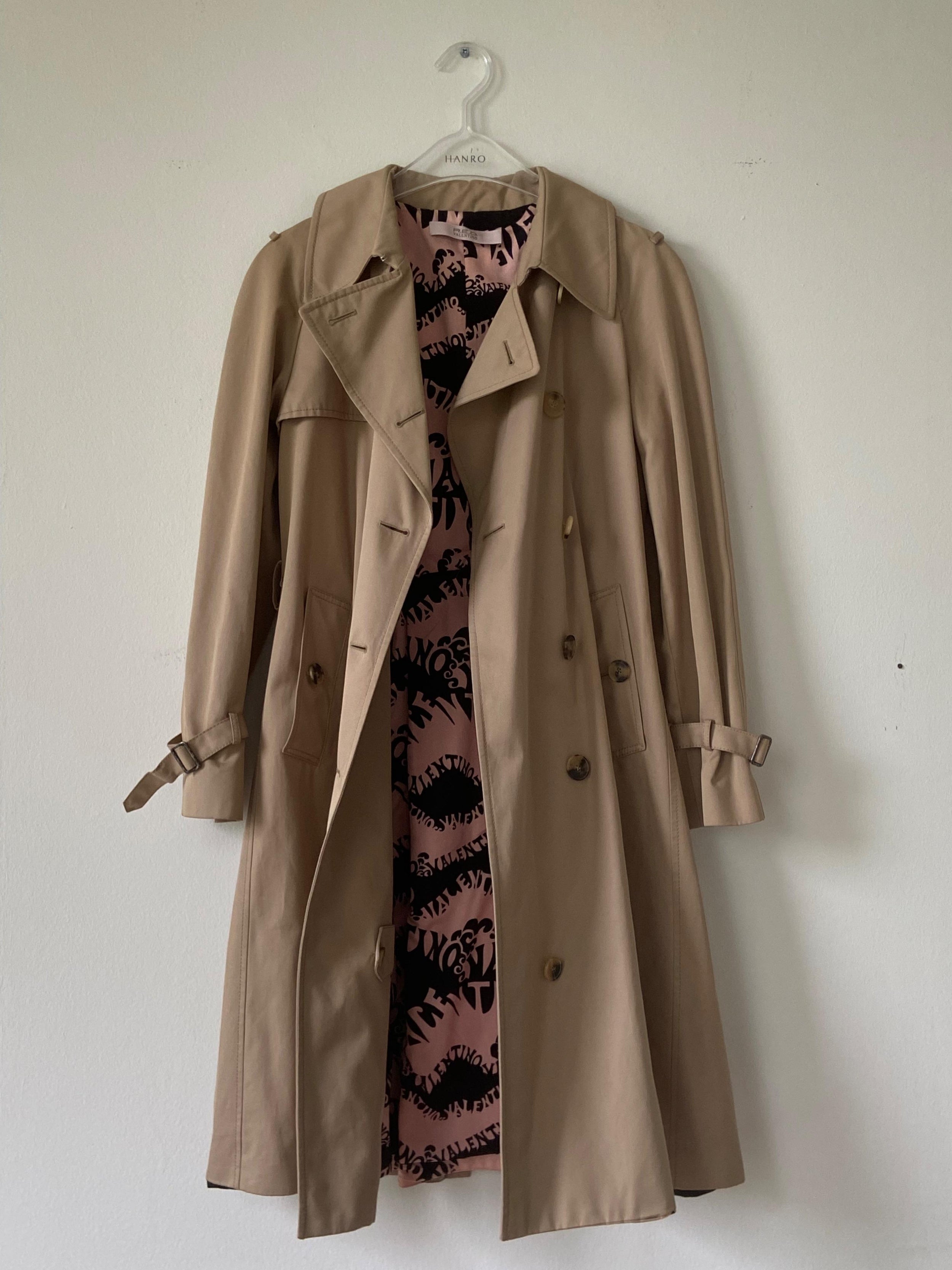 Beige Double Breasted Short Trench Coat