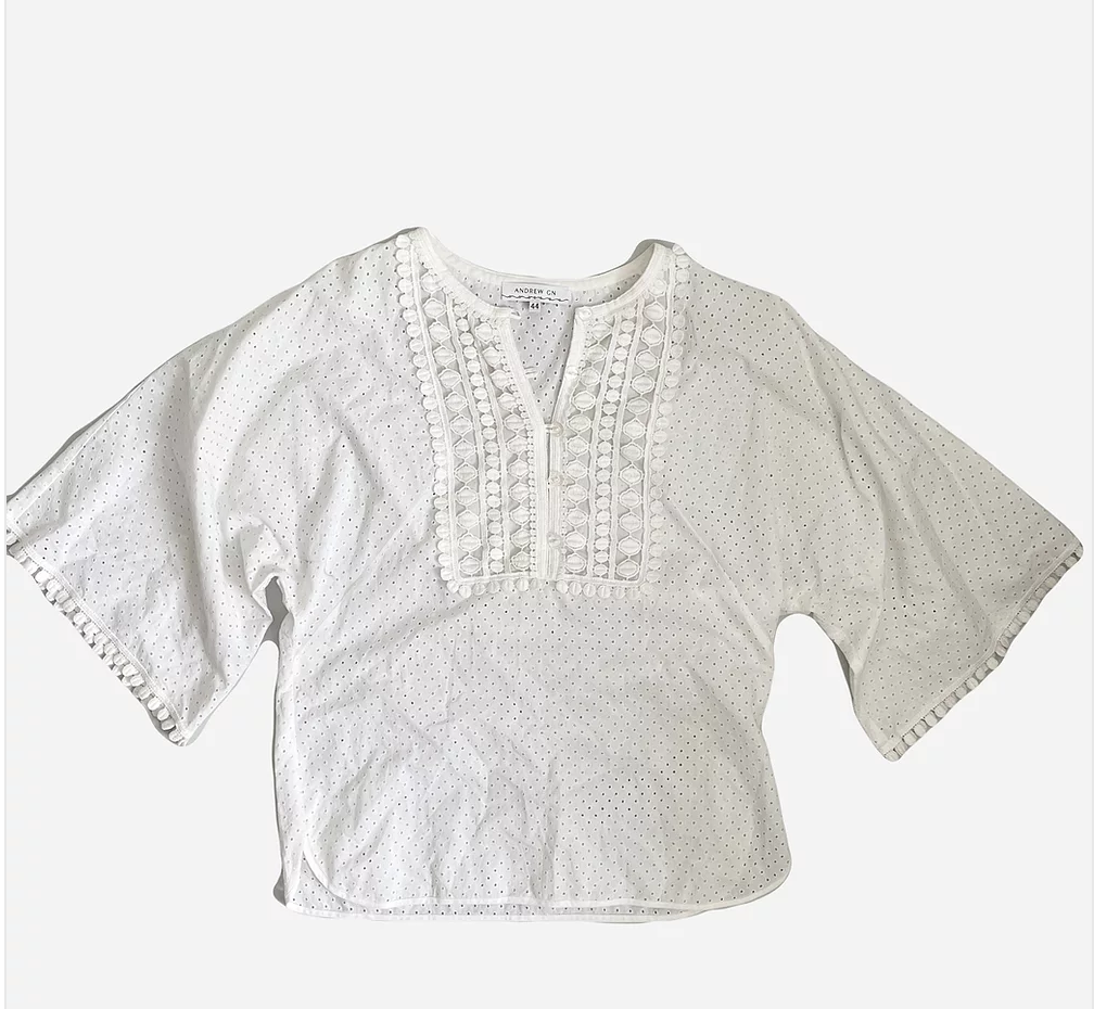 Andrew GN Broderie Anglaise White Blouse