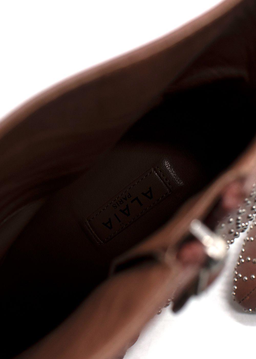 Alaia Nude Studded Stiletto Ankle Boots