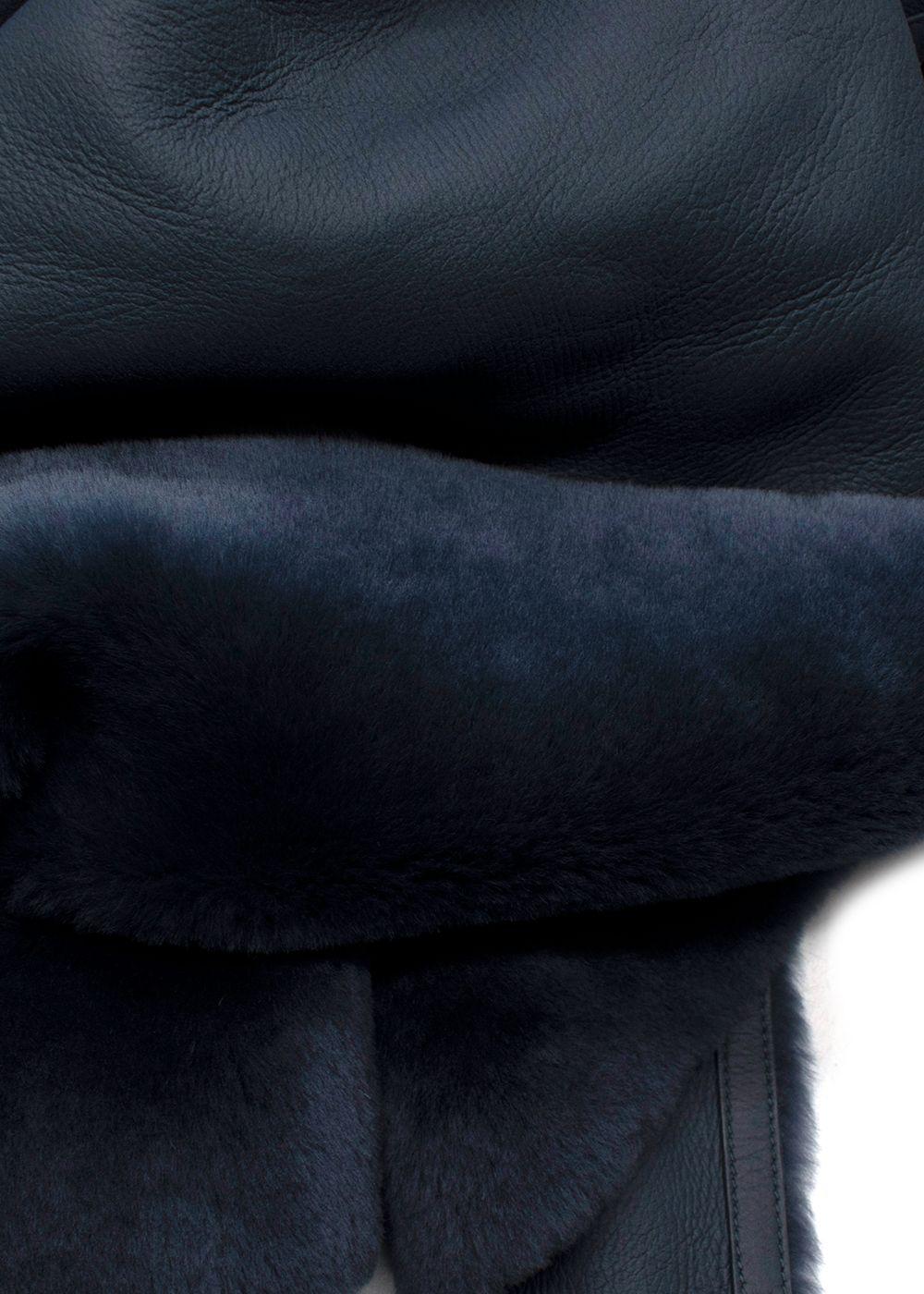 Loro Piana Blue Reversible Lamb Shearling Coat