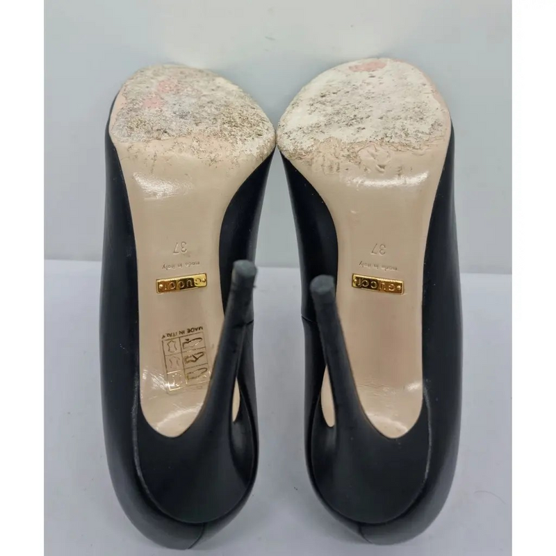 Gucci Embellished Black Leather Pumps