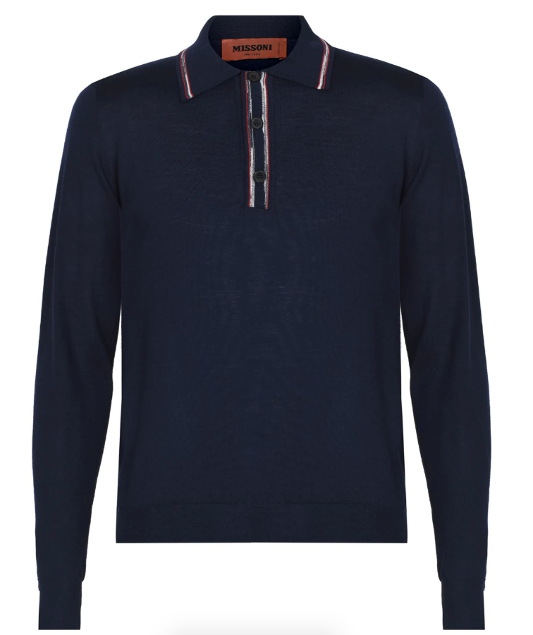 Missoni Mens Blue Long Sleeve Knit Top