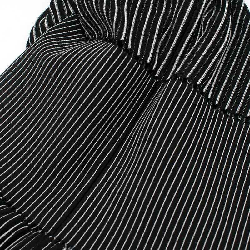 Alaia Black & White Striped Knit Skater Dress