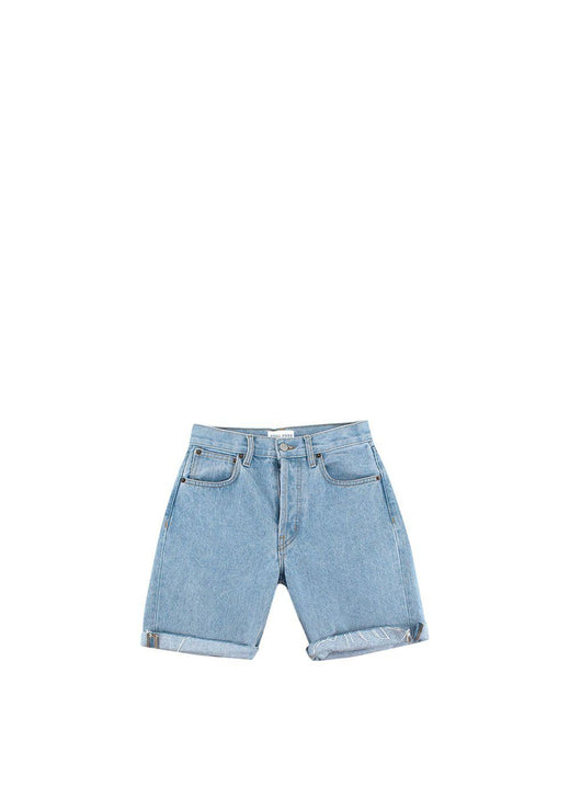 Vintage-Wash Sunset Painted Denim Shorts