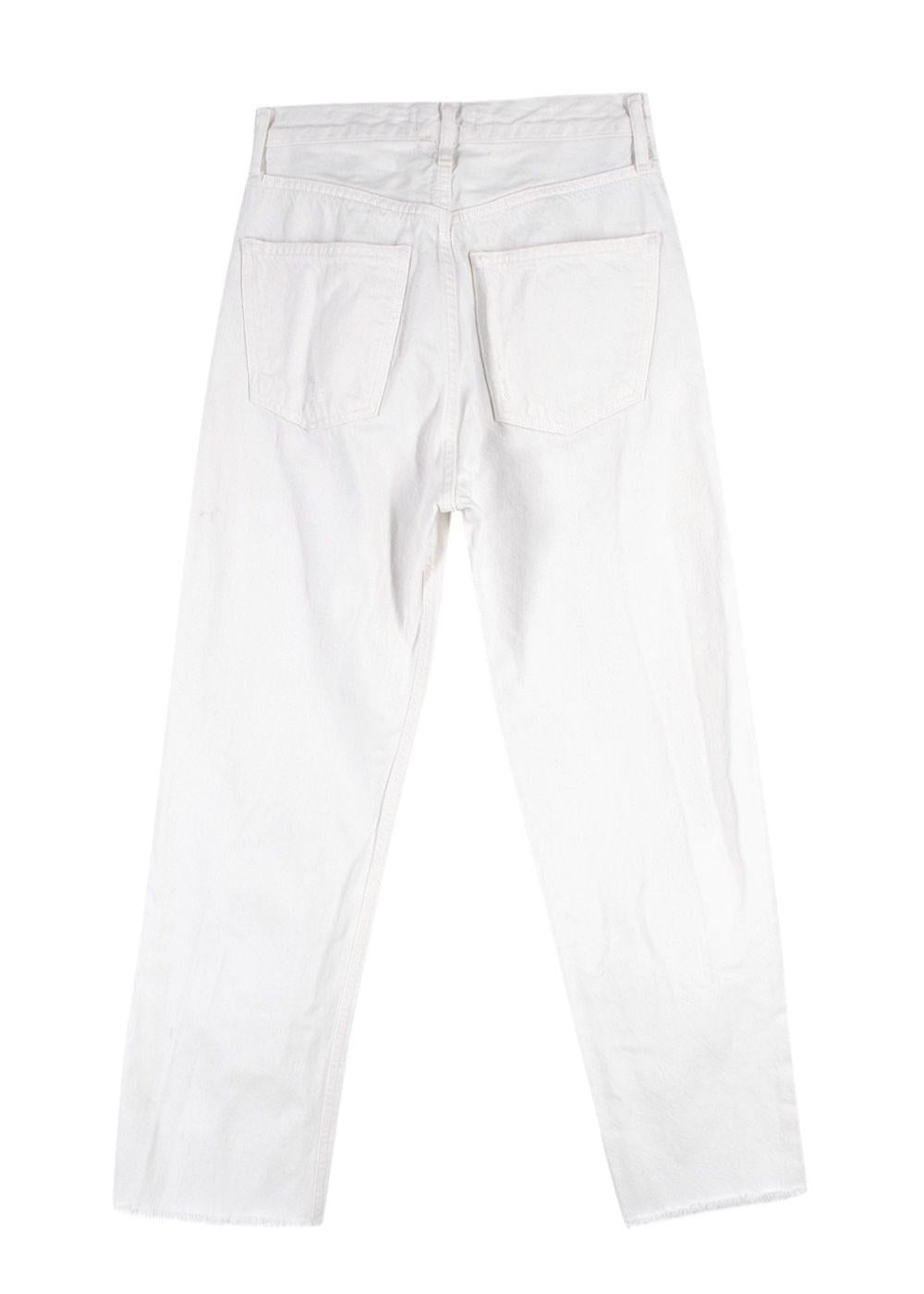 Agolde White Mid Rise Straight Leg Jeans