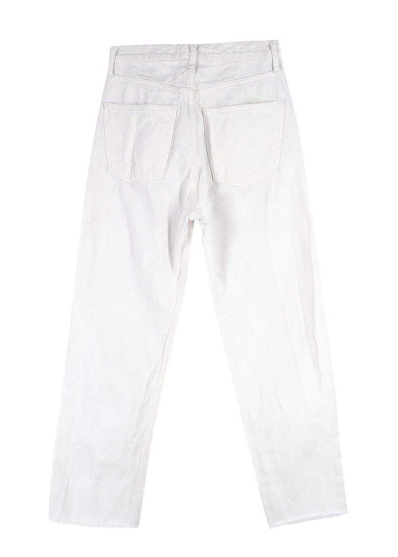 Agolde White Mid Rise Straight Leg Jeans
