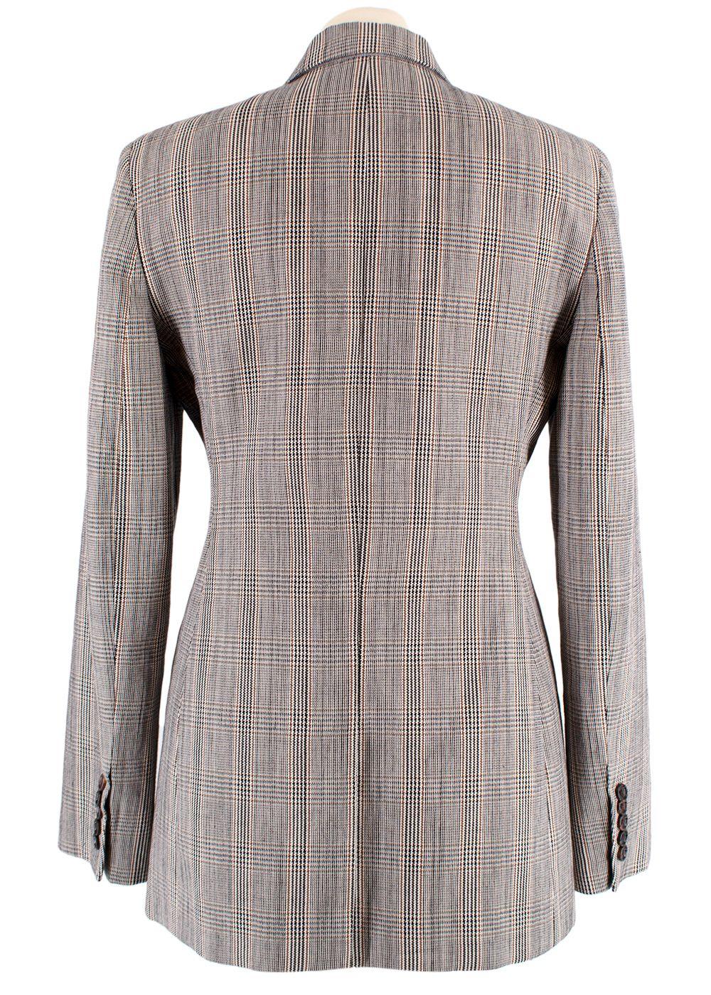 Houndstooth Checked Double Breasted Blazer