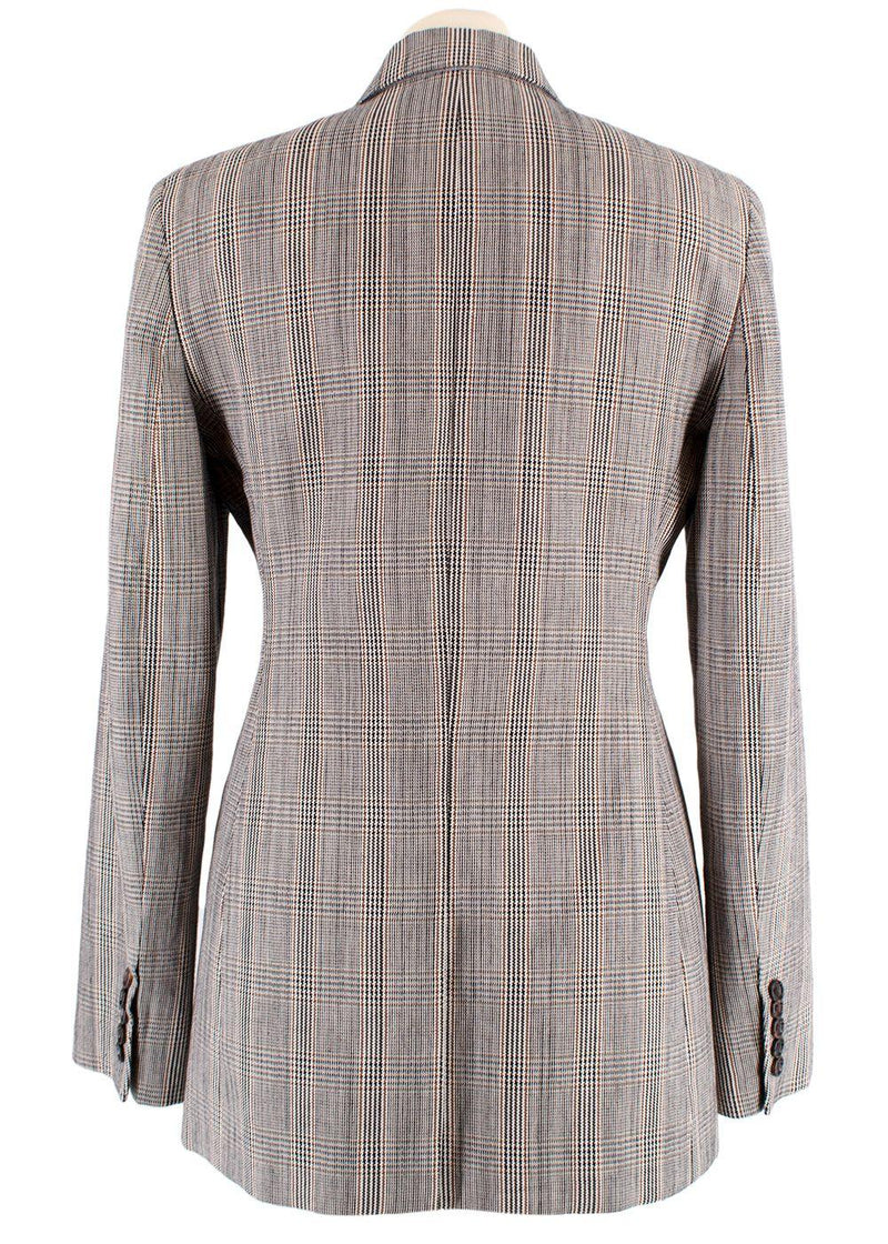 Houndstooth Checked Double Breasted Blazer