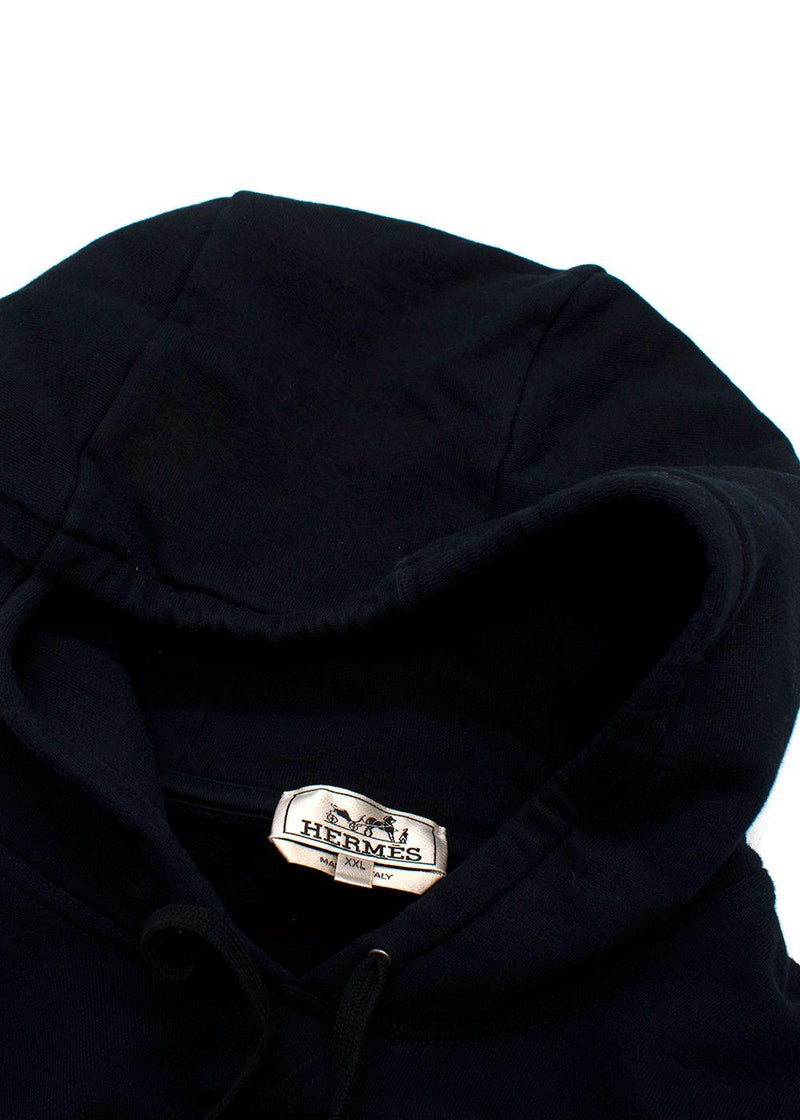 Hermes Noir Hoody with Leather Embroidery