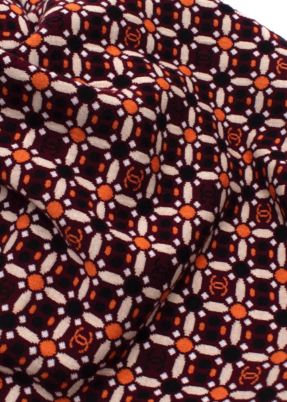 Chanel Burgundy/Orange Floral CC Jumper