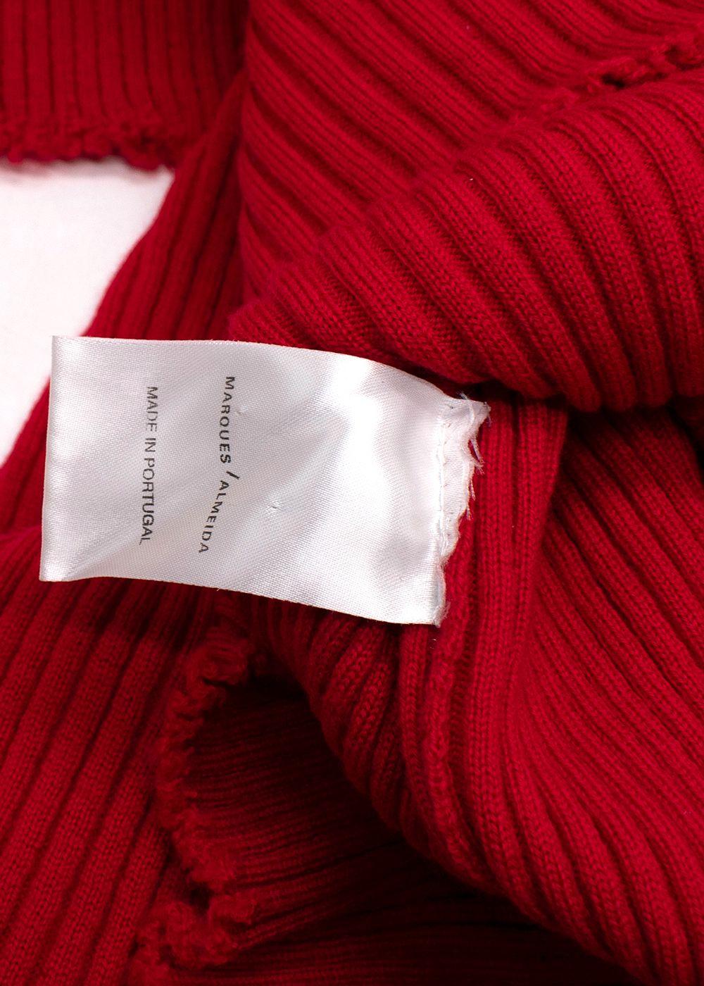 Marques Almeida Red Knitted Asymmetric Wool Dress