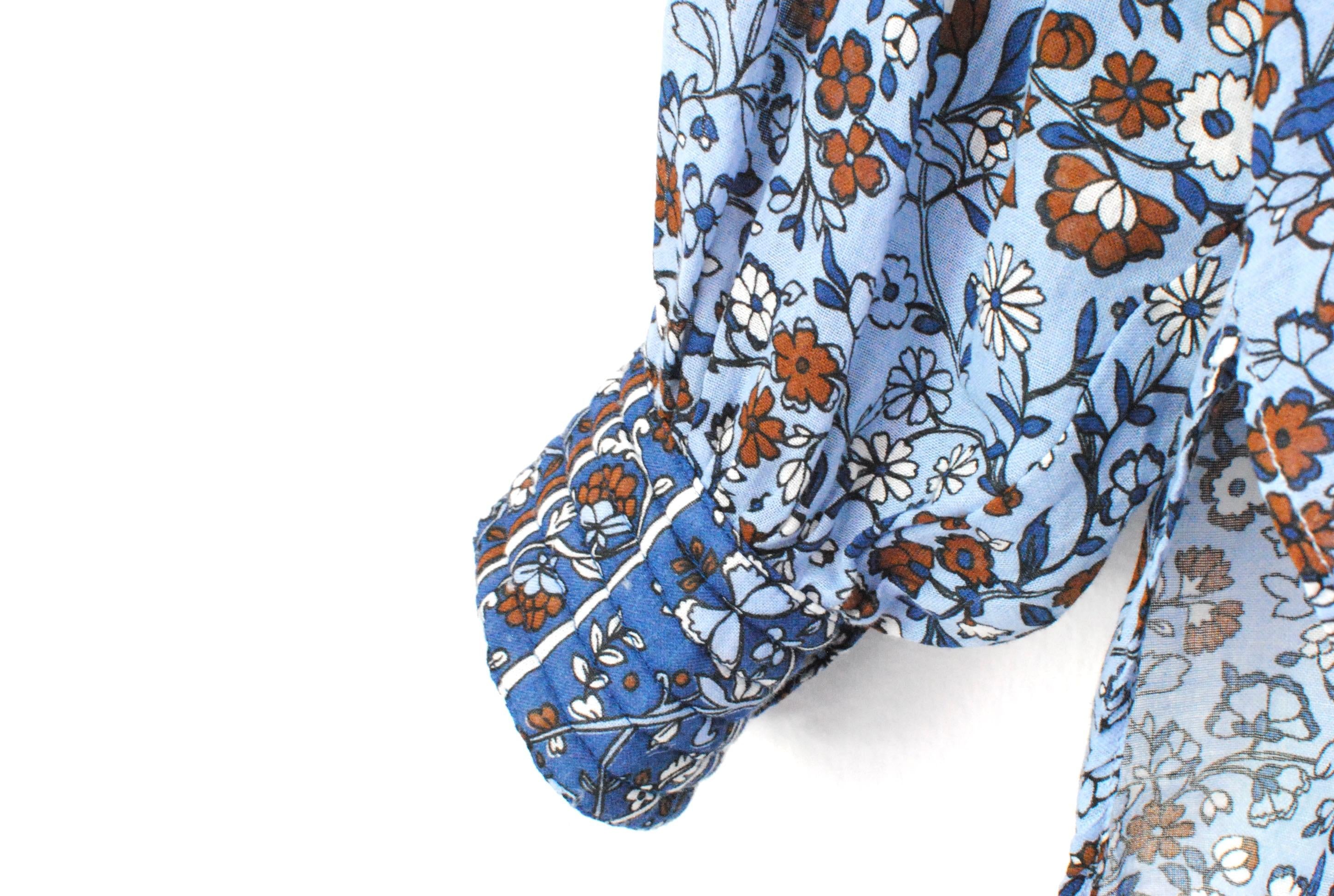 Chloe Blue Printed Cotton Top