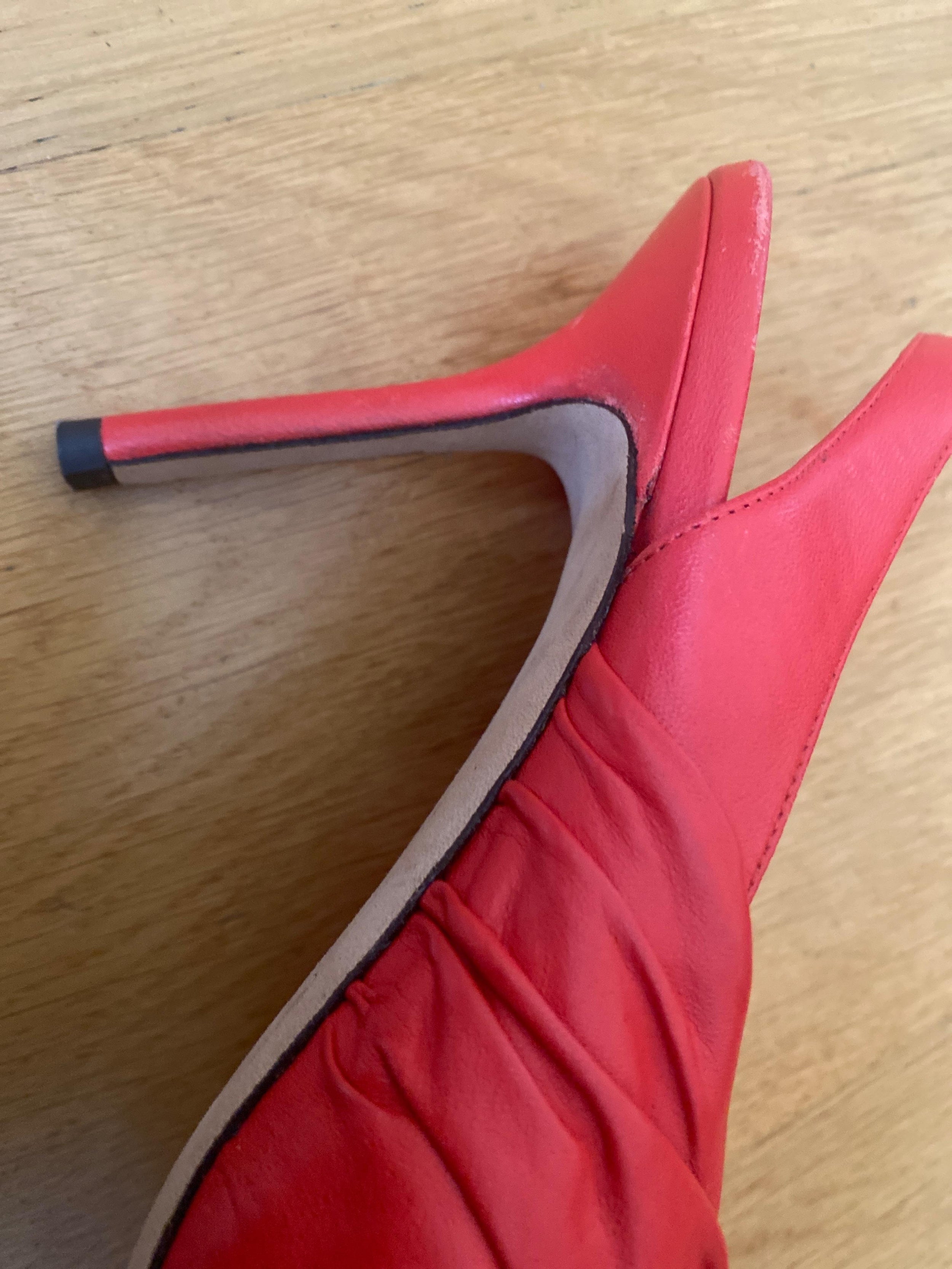 Jimmy Choo Red Leather Annabell Sling back Pumps