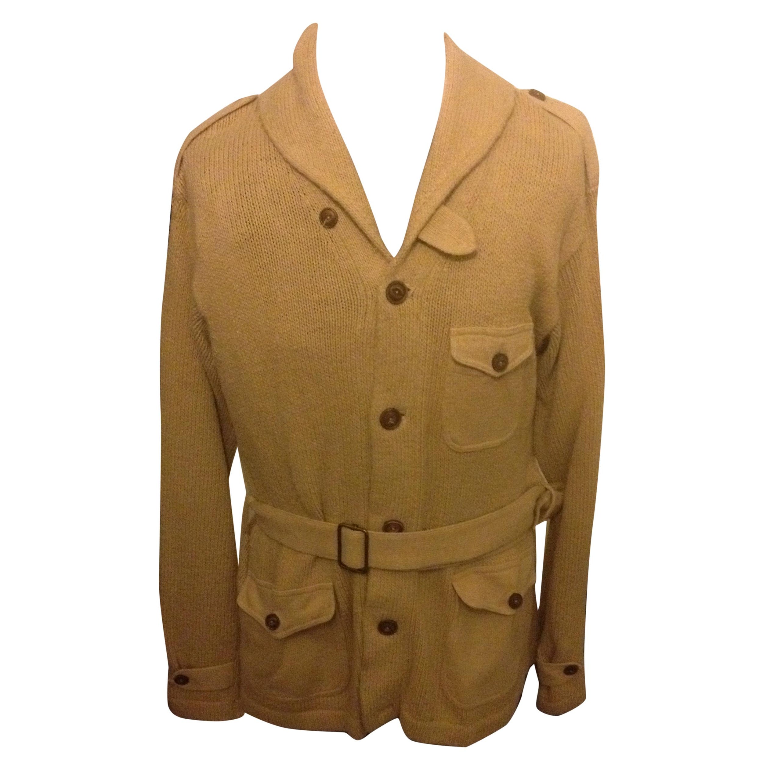 Polo Ralph Lauren golden beige marksman belted cowl neck cardigan