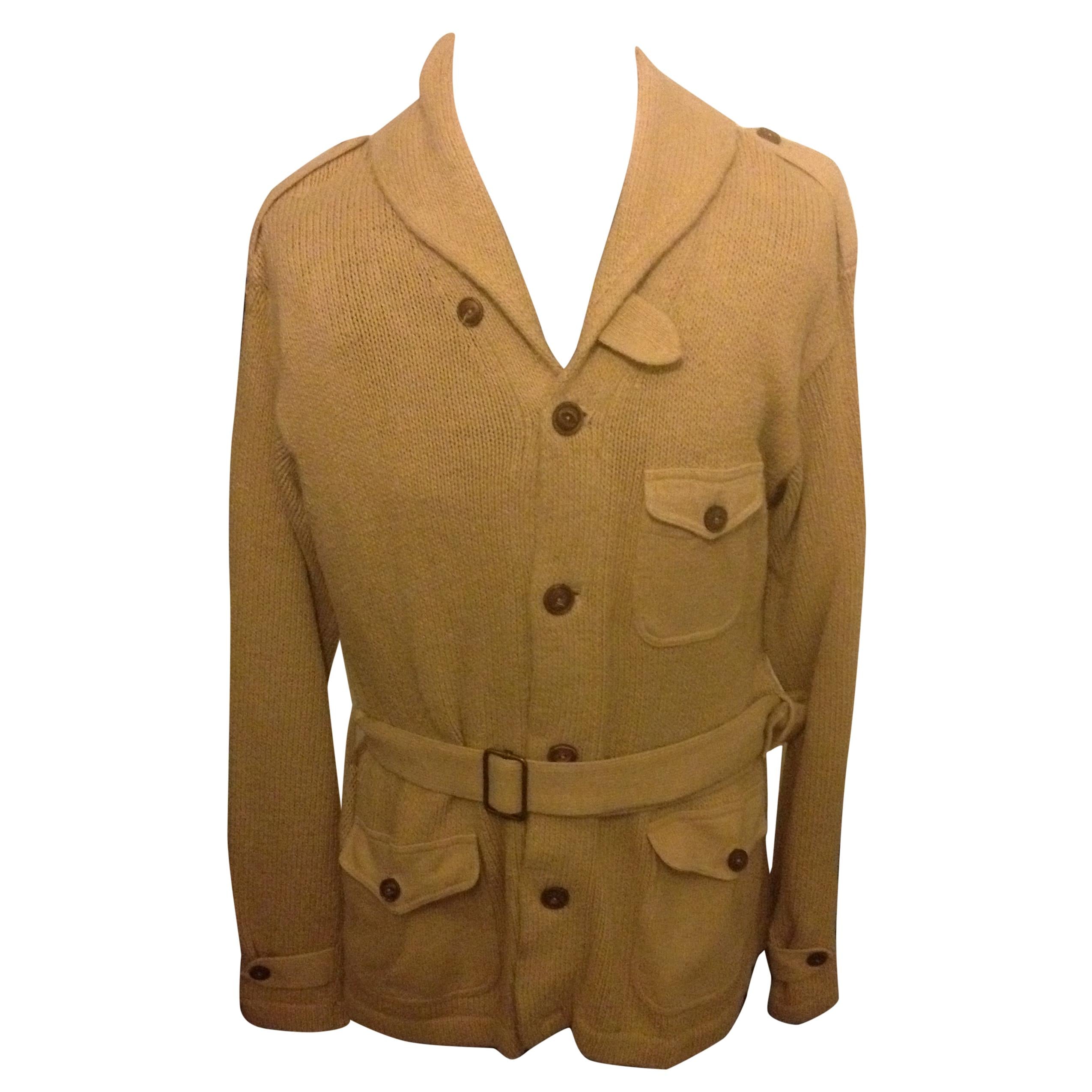 Polo Ralph Lauren golden beige marksman belted cowl neck cardigan