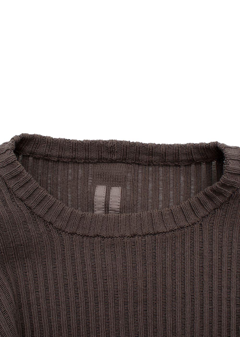 Rick Owens Brown Drop-Stitched Ribbed-Cotton Sweater