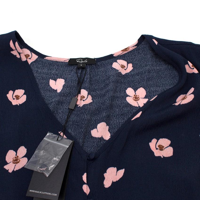 Rails Navy and Floral Button-Up Top