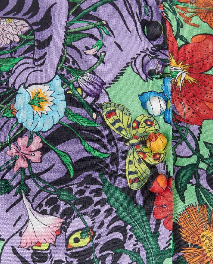 Flora Tiger Printed Silk Tunic Blouse
