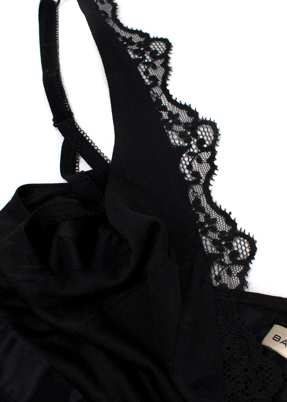 Balenciaga Silk Lace Trimmed Black Plunge Cami Top