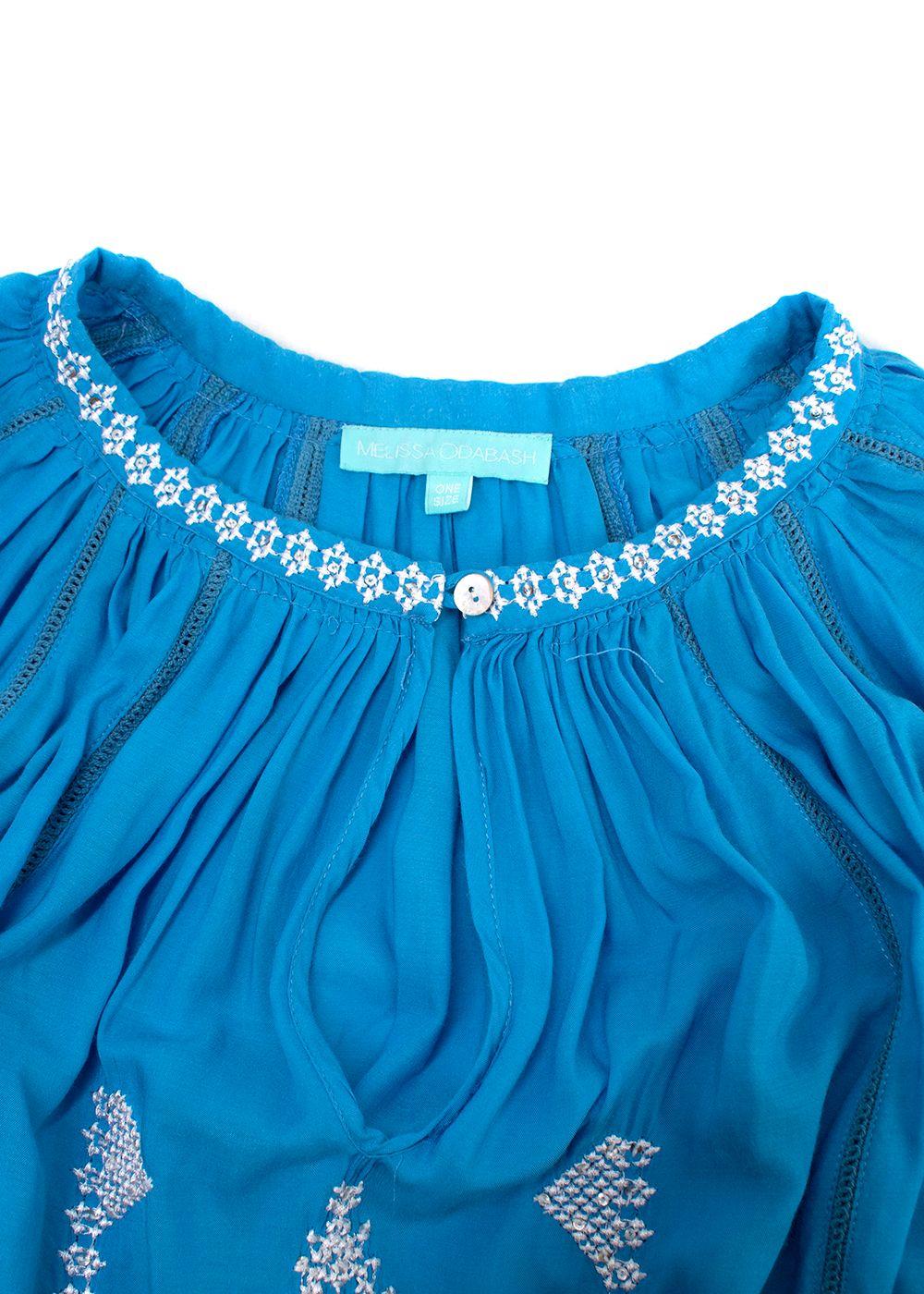 Melissa Odabash Blue & White Embroidered Kaftan