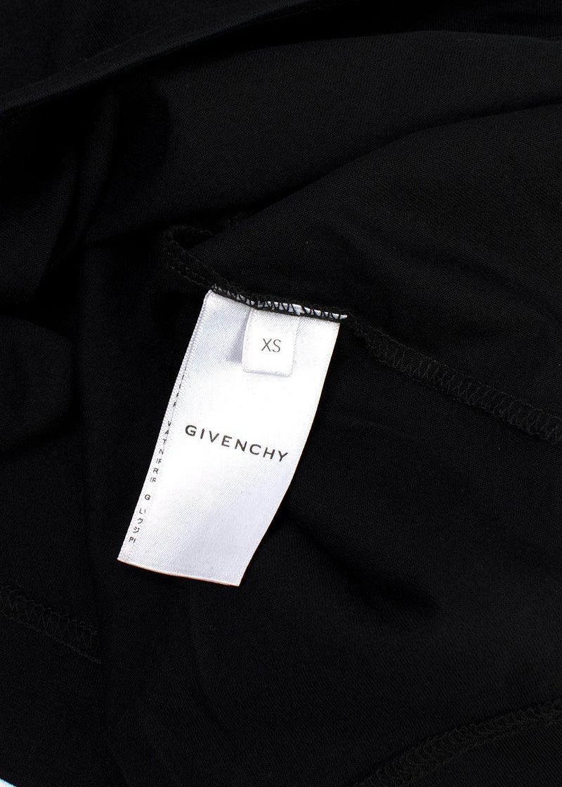 black t-shirt with white front logo