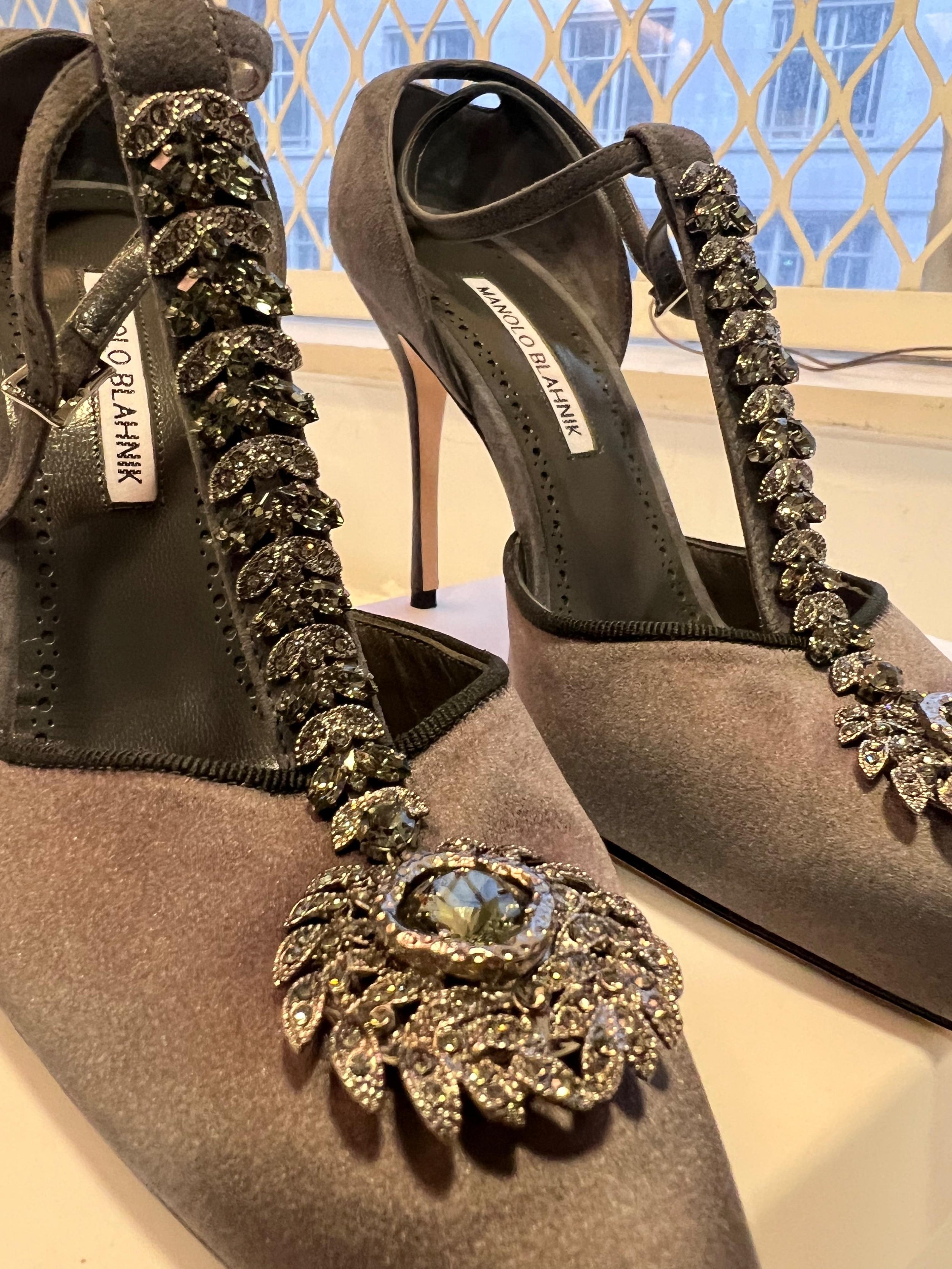 Dove Grey Eridania Crystal Sandals
