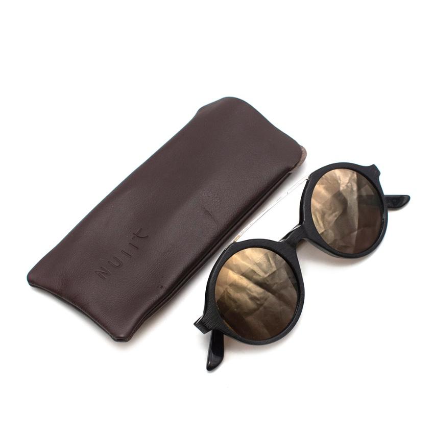 Nuiit Black Textured Mirrored Round Nuuak Sunglasses