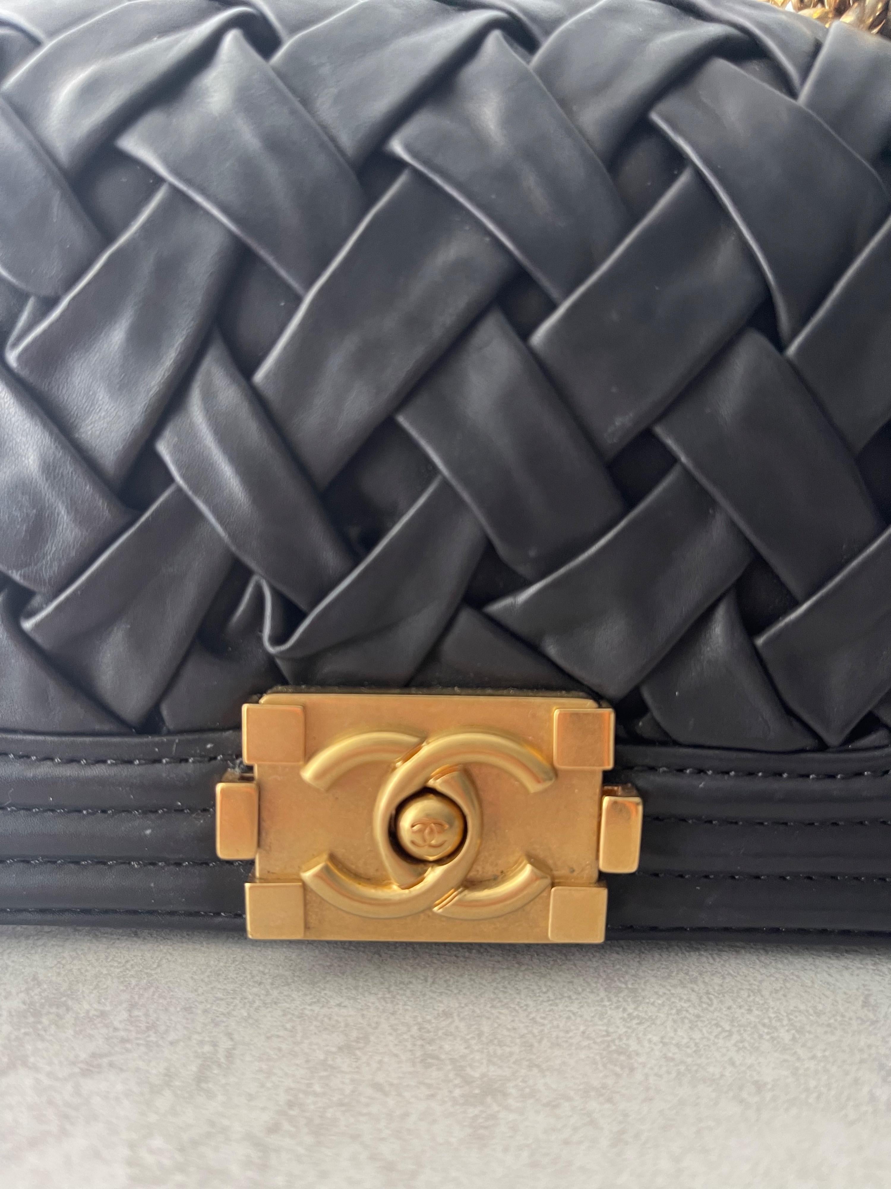 Paris Versailles black woven leather Micro Boy bag